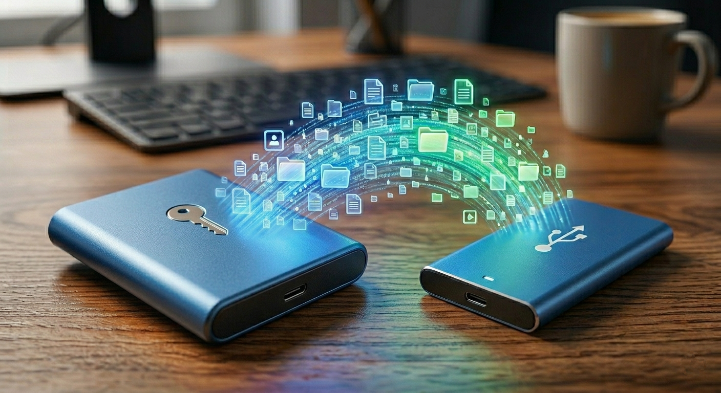 Two USB drives with automatic mirroring